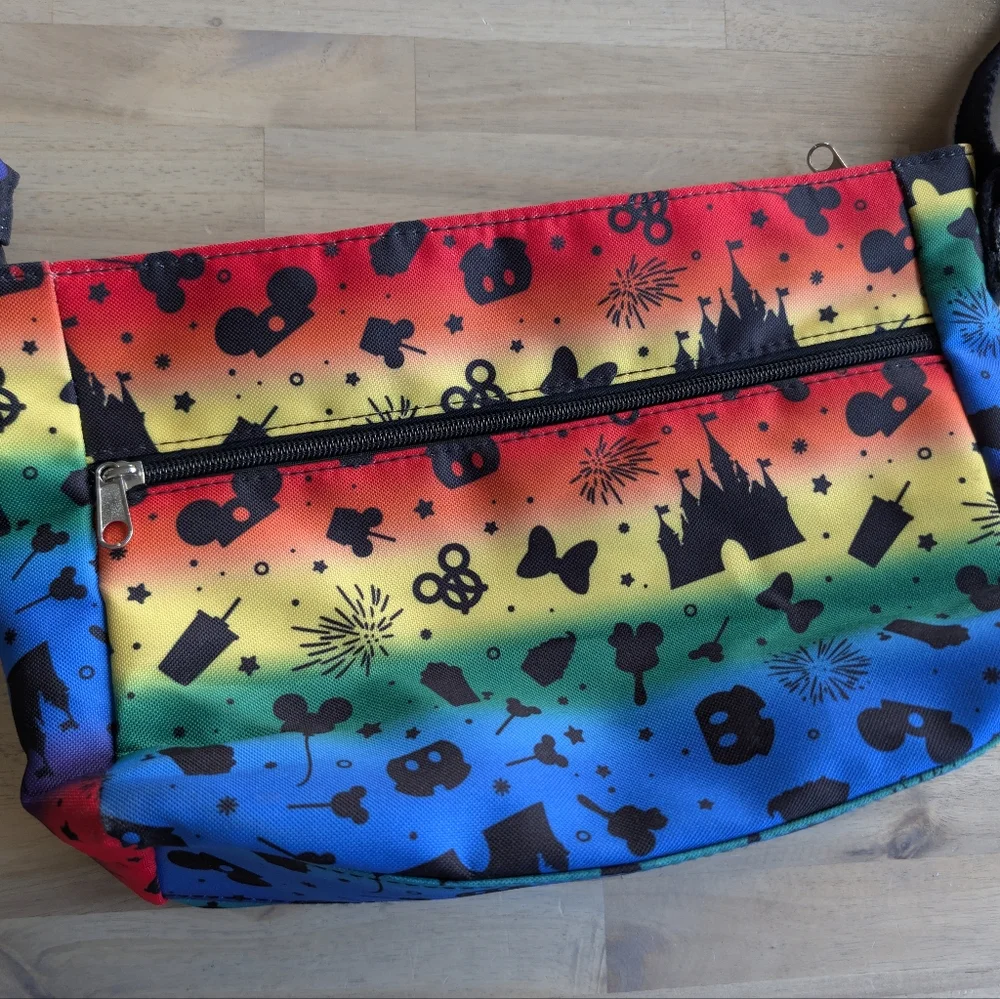Disney Parks Rainbow Crossbody‎ Castle And Mickey Snacks Bag Purse Ombre